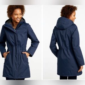 Women’s LL Bean Teal Blue/Green Fleece Lined Zip Up Hooded Warmer Winter Coat 1X